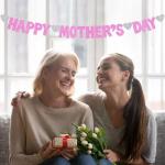 Pink Glitter Mother's Day Banner with Hearts