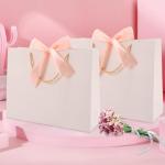 Elegant White Gift Bags with Bows - 8 Pack
