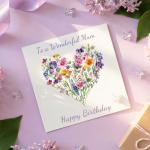 Heart of Flowers Birthday Card for Mum