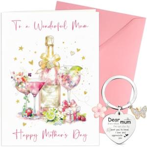 Happy Mother's Day Floral Card Set with Keyring