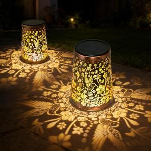 Set of 2 Waterproof Solar Lanterns for Outdoors