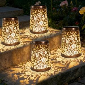 4 Pack Solar Lanterns for Outdoor Garden Decor
