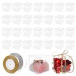 30 Clear Favor Boxes with Gold Ribbons 5x5x5CM