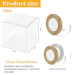 30 Clear Favor Boxes with Gold Ribbons 5x5x5CM