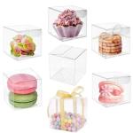 30 Clear Favor Boxes with Gold Ribbons 5x5x5CM