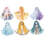 Floral Chiffon Scarf for Women and Teens