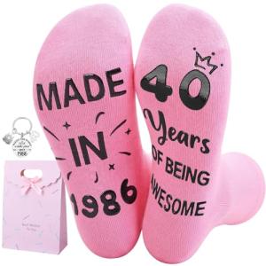 Personalized 40th Birthday Socks with Keyring Gift