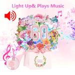 Musical 60th Birthday Card with 3D Flower Bouquet
