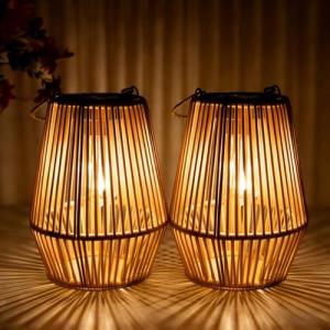 Rattan Solar Lanterns for Outdoor Garden Decor