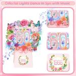 Musical 60th Birthday Card with 3D Flower Bouquet
