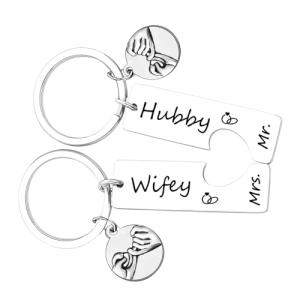 Mr and Mrs Engagement Keyring Set for Couples