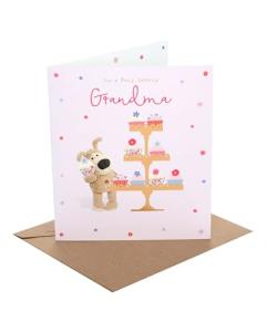 Boofle Birthday Card for Grandma with Cake Stand
