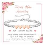 40th Birthday Silver Bead Bracelet with Heart