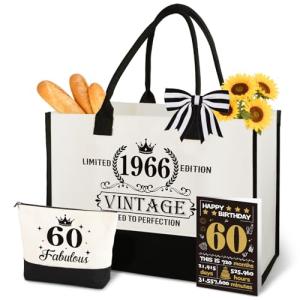Vintage 1966 Tote & Makeup Bag Set for 60th Birthday