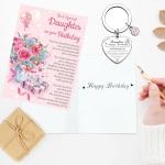 Floral Birthday Card for Her with Keychain