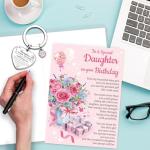 Floral Birthday Card for Her with Keychain