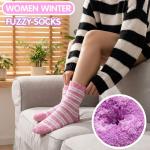 Cozy Purple Fluffy Socks for Women - 5 Pairs