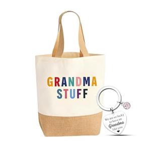 Cute Canvas Tote Bag & Keyring Set for Grandma