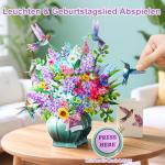 Musical 3D Happy Birthday Card with Flowers