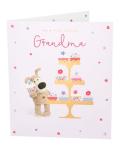 Boofle Birthday Card for Grandma with Cake Stand