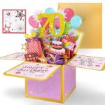 70th Birthday Pink Pop Up Card for Women