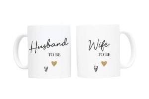 Engagement Mug Set for Couples and Newlyweds