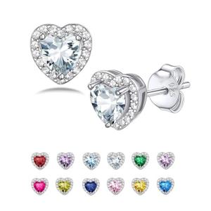 Sterling Silver Birthstone Stud Earrings for Women