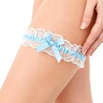 Blue Lace Bridal Garters with Bow for Brides