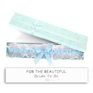 Light Blue Bridal Garters with Card and Box