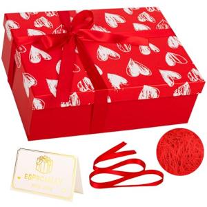 Red Heart Valentine's Gift Box with Lid