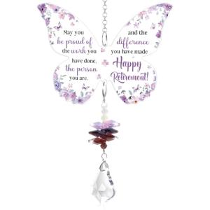 Elegant Butterfly Crystal Suncatcher for Retirement