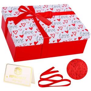 Red Heart Valentine's Gift Box with Ribbon