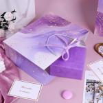 Purple Gold Gift Bags Set with Tissue and Card