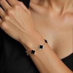 Double-Sided Gold Clover Bracelet for Her