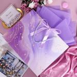 Purple Gold Gift Bags Set with Tissue and Card