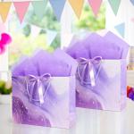 Purple Gold Gift Bags Set with Tissue and Card