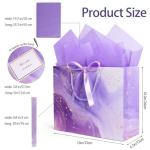 Purple Gold Gift Bags Set with Tissue and Card