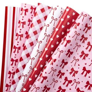 Valentine's Day Heart Wrapping Paper Sheets - 6 Pack