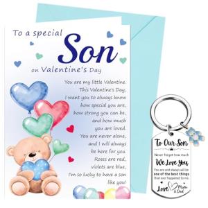 Cute Bear Valentine's Card Keyring for Son