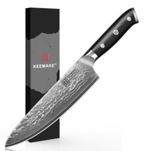 8-Inch KEEMAKE Damascus Chef Knife with G10 Handle
