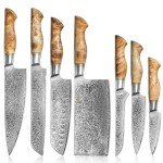 Damascus Japanese Knife Set - 7 Pieces, VG10 Steel