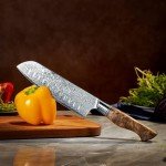 Damascus Japanese Knife Set - 7 Pieces, VG10 Steel