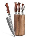 Premium HEZHEN Damascus Knife Set with Block