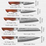 Premium HEZHEN Damascus Knife Set with Block