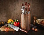 Premium HEZHEN Damascus Knife Set with Block