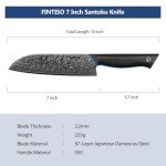 FINTISO 7-Inch Damascus Steel Santoku Chef Knife