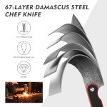 FINTISO 8-Inch Damascus Chef Knife with G10 Handle
