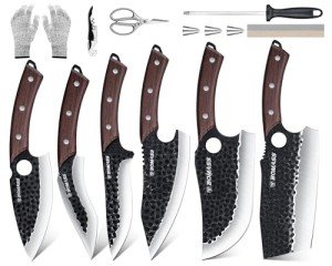 Japanese Meat Cleaver Knife Set with Roll Bag