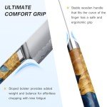 FINTISO 8-Inch Japanese Chef Knife with Wooden Handle