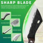 FULLHI 17pcs Butcher Chef Knife Set - High Carbon Steel